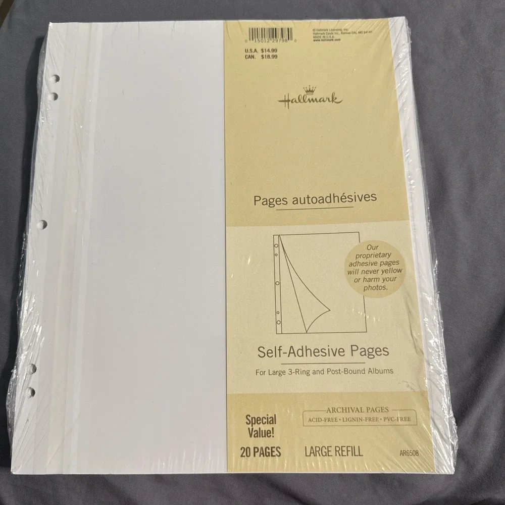 Hallmark Scrapbook Large Album Refill 20 Pages AR6508 White New Sealed